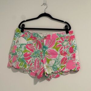 Lilly Pulitzer Floral High Waist Shorts - Pink and Green